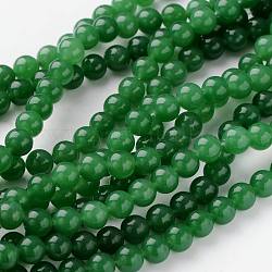 Natur gefärbt Jade Perlen Stränge, grünes Aventurin, Runde, ca. 8 mm Durchmesser, Bohrung: 1 mm, ca. 49 Stk. / Strang, 16 Zoll