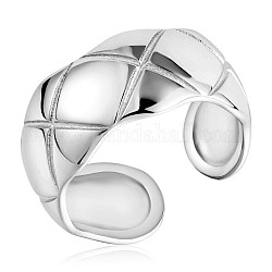 925 открытое кольцо-манжета в виде ромба из стерлингового серебра для мужчин и женщин, платина, размер США 5 1/4 (15.9 мм)