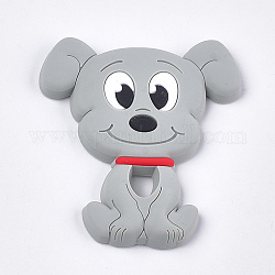 Food Grade Eco-Friendly Silicone Puppy Beads, Chewing Beads For Teethers, DIY Nursing Necklaces Making, Beagle Dog, Light Grey, 90~91x81x12mm