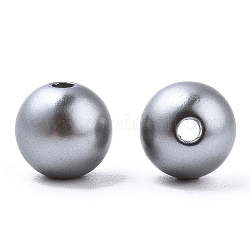 Perlas de imitación de plástico abs pintado con spray, redondo, plata, 8x9.5mm, agujero: 1.8 mm, aproximamente 2080 unidades / 500 g