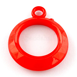 Pendente acrilico opaco, anello, sfaccettato, rosso, 31x25.5x7.5mm, Foro: 3 mm, circa 339pcs/500g