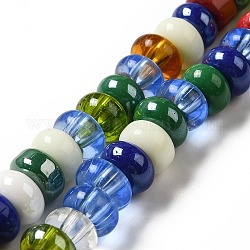 Fili di perline murano fatto a mano, rondelle, colorato, 9~10x4.5~5mm, Foro: 2.5~3 mm, circa 68~71pcs/filo, 14.17~16.14 pollice (36~41 cm)