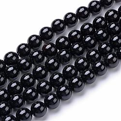 Natürliche schwarze Onyxperlenstränge, gefärbt, 10~10.5 mm, Bohrung: 1.2 mm, ca. 36 Stk. / Strang, 15.5 Zoll