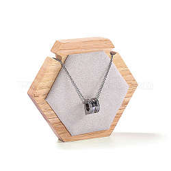 Hexagone bois recouvert de velours un collier présentoirs, support d'affichage de bijoux pour le stockage de collier, neige, 11.5x2x10 cm