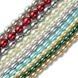 Fili di perle di vetro di grado a goccia, colore misto, 6~9x4~6mm, Foro: 1 mm, circa 43~64pcs/filo, 15.7 pollice~16.1 pollici