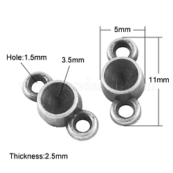 Alloy Cabochon Connector Settings, Cadmium Free & Lead Free, Antique Silver, 12.5x5x2.5mm, Hole: 1.5mm, Fit for 3.5mm rhinestone