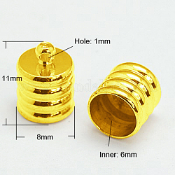 Messing Endkappen für Kord, golden, 11x8 mm, Bohrung: 1 mm, Innendurchmesser: 6 mm