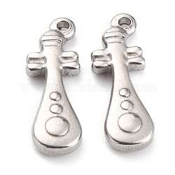 304 Stainless Steel Pendants, Pipa, Stainless Steel Color, 19.5x6.5x3mm, Hole: 1.2mm