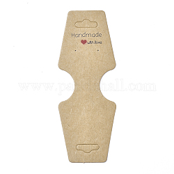 Cardboard Fold Over Paper Display Hanging Cards, Used For Necklace, Earrings and Pendants Accessory Display, BurlyWood, 120x45x0.4mm, Hole: 2mm and 6.5x18mm