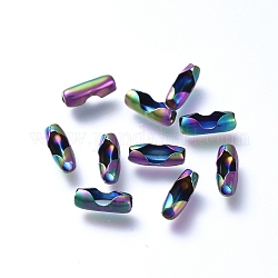 Revestimiento iónico (ip) 304 conectores de cadena de bolas de acero inoxidable, color del arco iris, 9x3mm, apto para cadena de bolas de 3 mm
