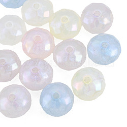 Perlas de acrílico chapadas en arco iris iridiscentes, abalorios de brillo, ábaco, color mezclado, 14x9mm, agujero: 2 mm