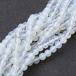 Opalite Loose Beads, Opal Round Beads Strands, White, 6mm, Hole: 0.8mm, about 65pcs/strand, 15 inch