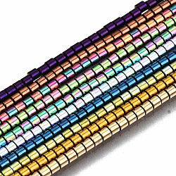 Electroplate non magnetici ematite sintetico fili di perline, colonna, colore misto, 1.5x1.5mm, Foro: 0.5 mm, circa 271~273pcs/filo, 15.75 pollice (40 cm)