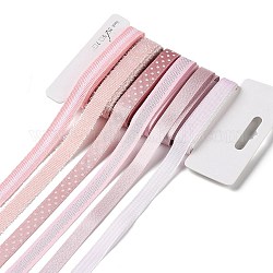 18 yarda 6 estilos de cinta de poliéster, para manualidades hechas a mano, moños para el cabello y decoración de regalo, paleta de colores rosa, rosa, 3/8~1/2 pulgada (9~12 mm), alrededor de 3 yarda / estilo