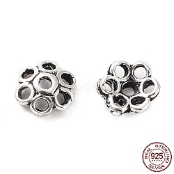 925 Sterling Silber Perlenkappen, Blume, Antik Silber Farbe, 5x2 mm, Bohrung: 0.8 mm