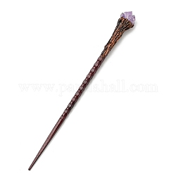 Палочки для волос из сандалового дерева, с естественным аметист, для женщины, кокосового коричневый, 235~239x24~29 мм