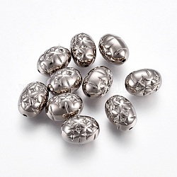 CCB пластиковые шарики, овальные со звездой, платина, 22x16x15.5 мм, отверстие : 2.5 мм