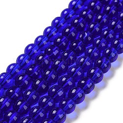 Chapelets de perles rondes en verre, bleu, 6mm, Trou: 1mm, Environ 50 pcs/chapelet, 11 pouce