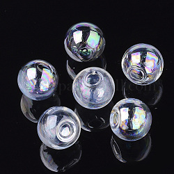 Botellas redondas hechas a mano de bolas de globo de vidrio soplado, para la fabricación de colgantes de viales de vidrio, claro ab, 16x15mm, medio agujero: 4.5~5 mm