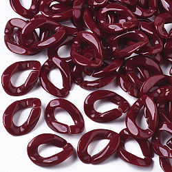 Opaque Acrylic Linking Rings, Quick Link Connectors, For Curb Chains Making, Twist, Dark Red, 22x16.5x5.5mm, Inner Measure: 12x6mm