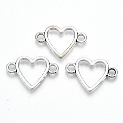Tibetan Style Alloy Links Connector, Lead Free & Cadmium Free, Heart, Antique Silver, 16x23x1.5mm, Hole: 2.5mm