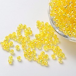 Eco-Friendly Transparent Acrylic Beads, Round, AB Color, Yellow, 8mm, Hole: 1.5mm, about 2000pcs/500g