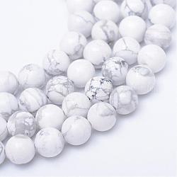 Hebras de perlas redondas de Howlite naturales, 4~5mm, agujero: 1 mm, aproximamente 95 pcs / cadena, 15.7 pulgada