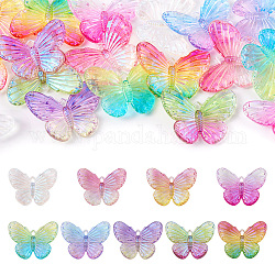 Pandahall 18pcs 9 colores colgantes de resina transparente, charms de la mariposa, color mezclado, 24.5x32x4.5mm, agujero: 2x2 mm, 2 piezas / color