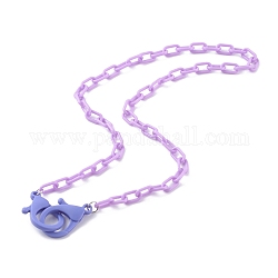 Colliers de chaîne de câbles acryliques opaques personnalisés, chaînes de sac à main, avec fermoirs à pince en plastique, support violet, 23.03 pouce (58.5 cm)