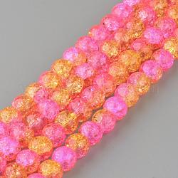 Crackle sintetico perle di quarzo fili, stile a due toni, tondo, tinto, colorato, 10mm, Foro: 1 mm,circa40pcs/filo, 15.7 pollice