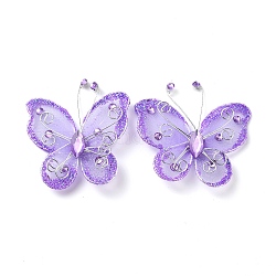 Schmetterling Glitzerpuder Gaze Kostümzubehör, Basteln Dekoration nähen, mit Acryl-Strass und Eisendraht, blau violett, 56x48x10.5 mm