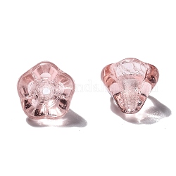 Transparente tschechische Glasperlen, Blume, rosa, 10x8 mm, Bohrung: 2 mm, ca. 120 Stk. / Beutel