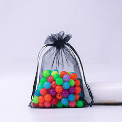 Прямоугольные сумки из органзы на шнурке, чёрные, 15x10 см