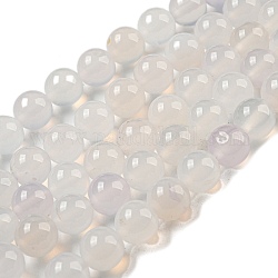 Agata naturale perle, tinto, tondo, bianco, misura:circa8mm di diametro, Foro: 1 mm, 43 pcs / Filo, 15.5 pollice