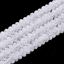 Chapelets de perles en quartz craquelé synthétique, rondelle, blanc, 8~8.5x4.5~6mm, Trou: 1.2mm, Environ 87 pcs/chapelet, 15.5 pouce