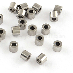 304 Stainless Steel Column Spacer Beads, Stainless Steel Color, 2x3mm, Hole: 1.5mm