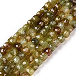 Natürlichen grünen Granat Perlen Stränge, facettiert, Würfel, 4x4x4 mm, Bohrung: 0.8 mm, ca. 98 Stk. / Strang, 15.55 Zoll (39.5 cm)
