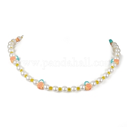 Argile polymère de fruits et graines de verre et collier de perles en perles acryliques, ananas, 16.42 pouce (41.7 cm), ananas: 10~11.5x7~8.5x4mm