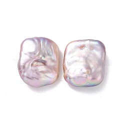 Perles de perles keshi naturelles, perle de culture d'eau douce, pas de trous / non percés, rectangle, lilas, 17~18x14.5x6~8mm