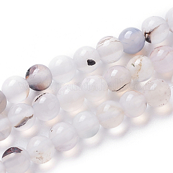 Chapelets de perles d'agate naturelle, teinte, ronde, fumée blanche, 4mm, Trou: 0.8mm, Environ 94 pcs/chapelet, 15.75 pouce (40 cm)
