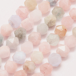 Chapelets de perles en morganite naturelle, ronde, facette, 7.5~8mm, Trou: 1mm, Environ 48 pcs/chapelet, 15.35 pouce (39 cm) de long