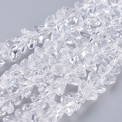 Transparent Glass Beads Strands, Faceted, Triangle, Clear, 4.5x5x6mm, Hole: 1mm, about 88~90pcs/strand, 28~30cm