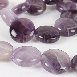 Natural Amethyst Gemstone Bead Strands, Flat Round, 15x7mm, Hole: 1mm, about 25pcs/strand, 15.75inch