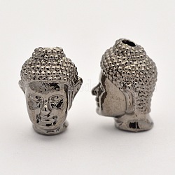 Alloy 3D Buddha Head Beads, Gunmetal, 13x8.5x8mm, Hole: 1.5~2mm