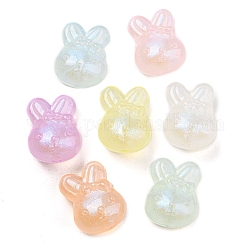 Luminous Acrylic Beads, Glitter Beads, Glow in the Dark, Rabbit Head, Mixed Color, 18x14x11mm, Hole: 3mm,  about 333pcs/500g