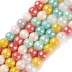 Fili di perle di vetro placcato opaco, ab colore placcato, tondo, colorato, 6mm, Foro: 1 mm, circa 68~69pcs/filo, 14.76''~14.96'' (37.5~38 cm)