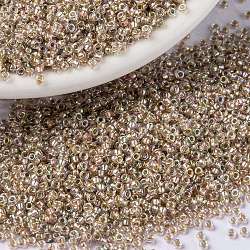 Perles rocailles miyuki rondes, Perles de rocaille japonais, 15/0, (rr3191) argenté clair blush ab, 1.5mm, Trou: 0.7mm, environ 5555 pcs/10 g