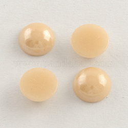 Cabochon in vetro opaco con perle perlato, mezzo tondo/cupola, colore conchiglia, 7.5~8x3~4mm
