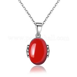 Messing Anhänger & Charms, mit Glas-Achat-Imitat, Oval, rot, Platin Farbe