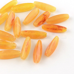 Perles acryliques imitation pierre précieuse de riz, Perles ovales allongées, verge d'or, 28x9x9mm, Trou: 2mm, environ 400 pcs/500 g